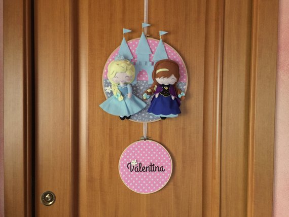 Fiocco nascita per bambina principesse, nome bimba - regalo personalizzato - fatto a mano
