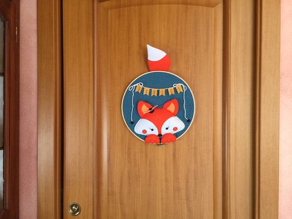 Fiocco nascita per bambino volpe, nome bimbo - regalo personalizzato - fatto a mano