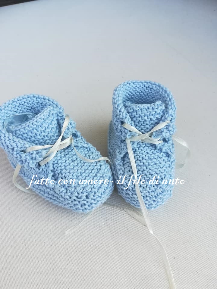 Scarpine azzurre  con lacci in puro cotone 100% 