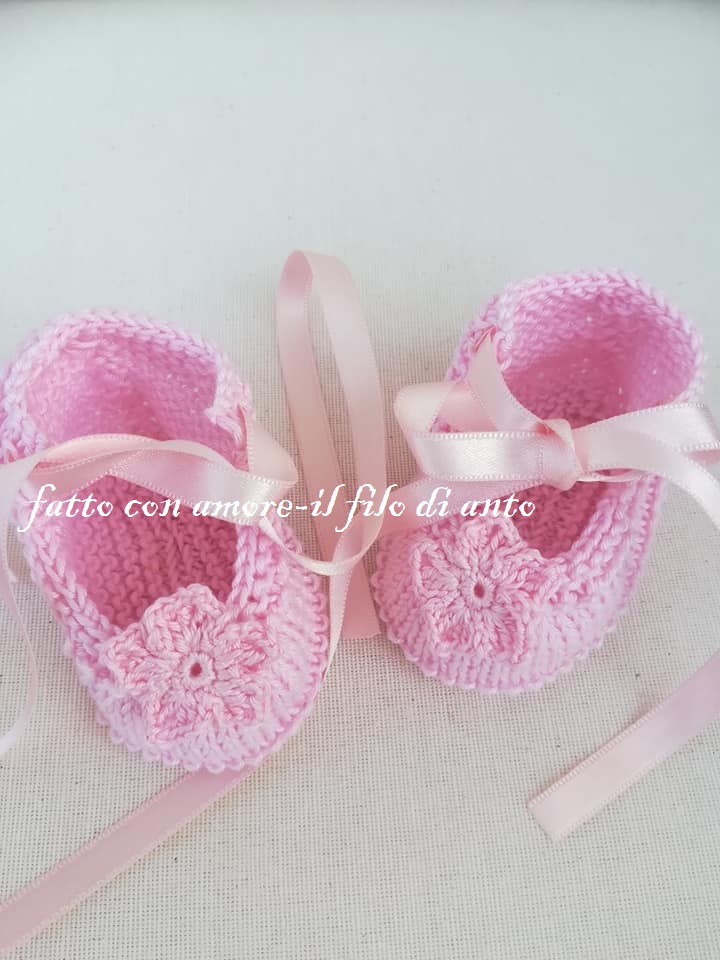 Scarpine bambina rosa con fiore 