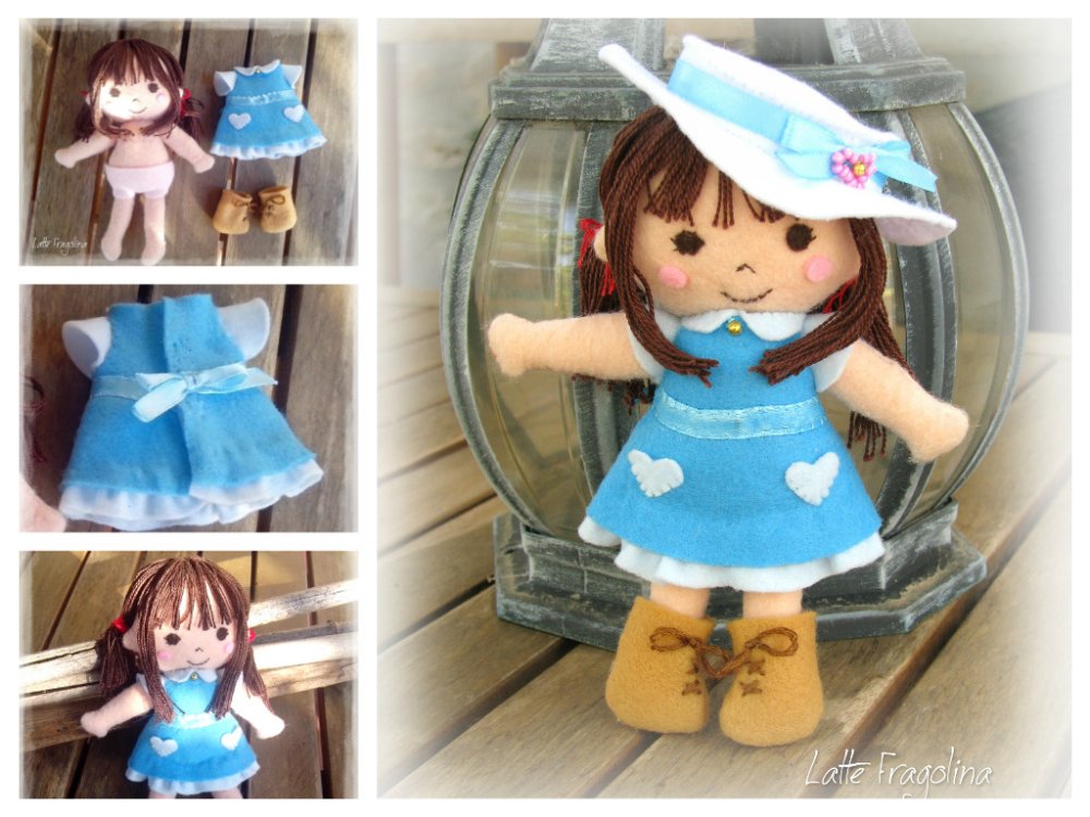 Bambolina in pannolenci con vestito  rimovibile! Felt pocket doll.