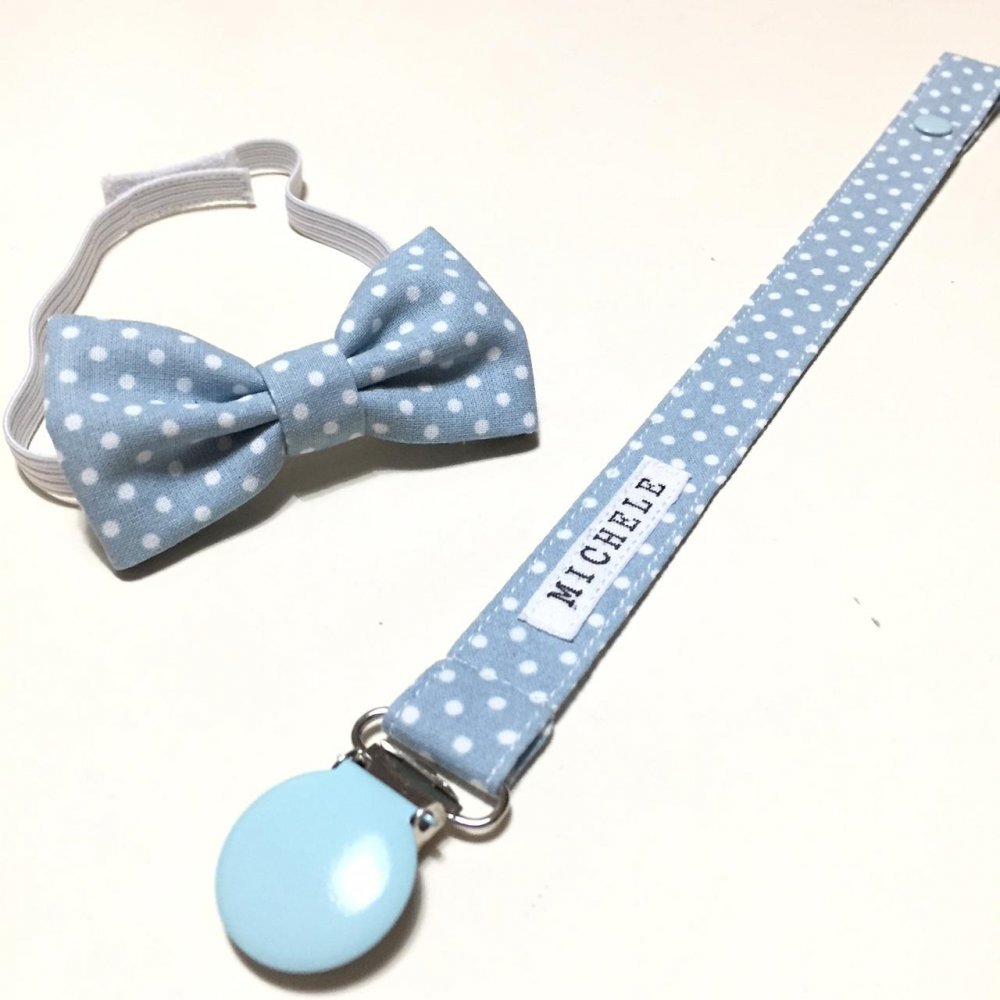 SET PAPILLON E PORTACIUCCIO a pois in coordinato personalizzabile con nome