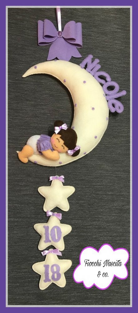 Fiocco nascita bambina con stelle