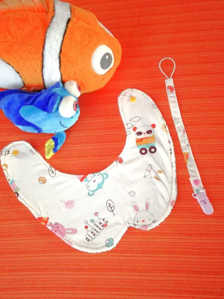 Set bavaglino bambina, bavaglino bambina, portaciuccio, set nascita, bavetta