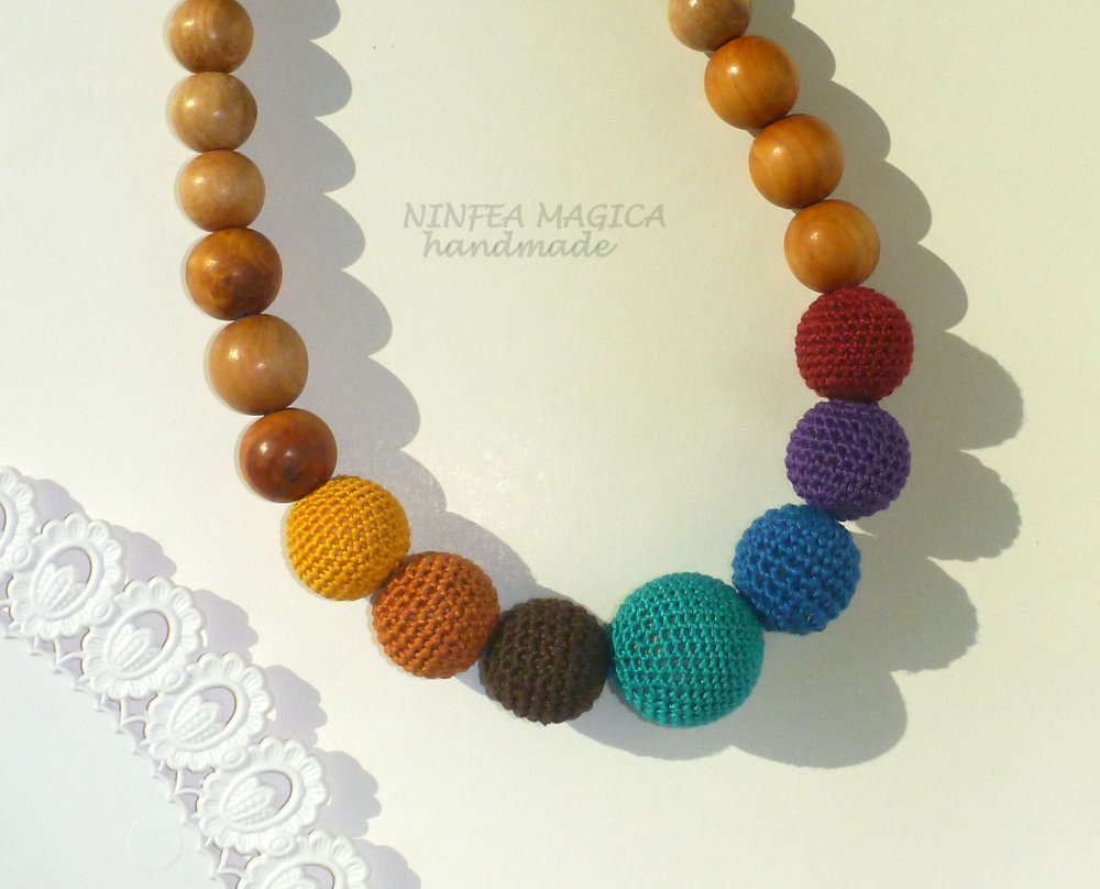 Collana da allattamento e dentizione, accessore da babywearing, colore d'autunno