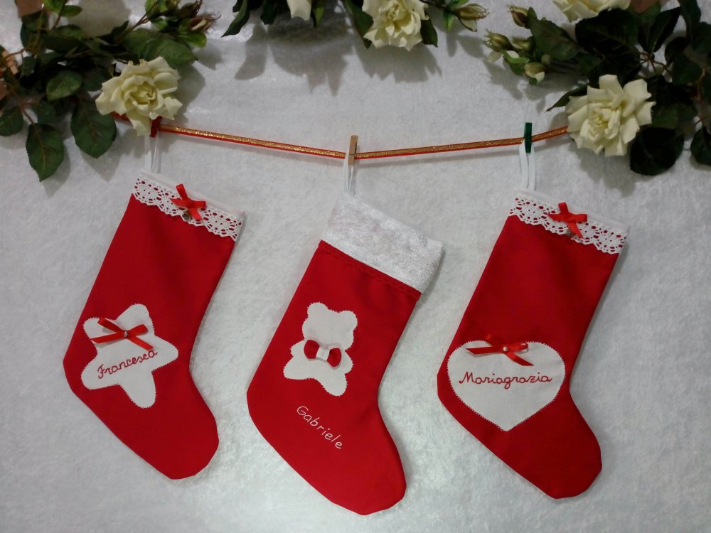 Calza della Befana personalizzata con ricamo del nome