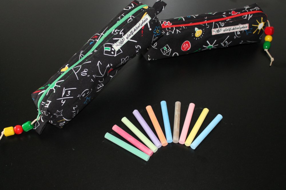 Astuccio imbottito con fantasia lavagna