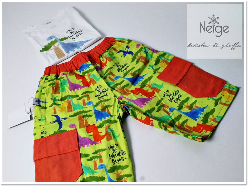 Maglietta + Pantaloni con Tascone PRONTA CONSEGNA Dinosauri