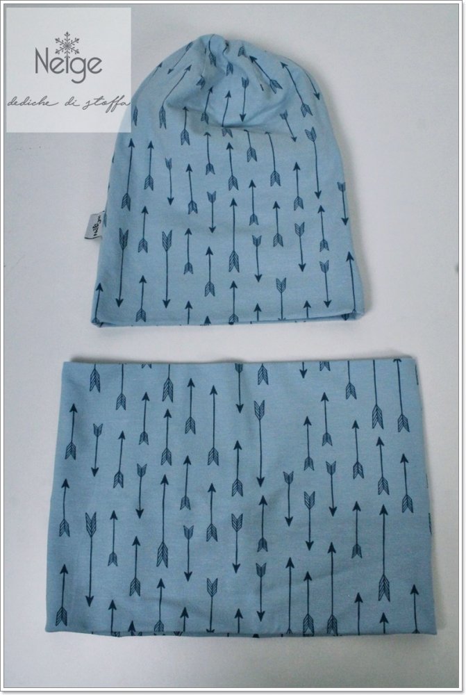 Set Cappello e Collo Frecce azzurre doppio Jersey