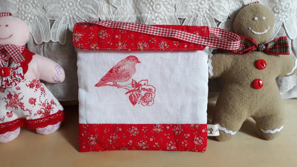Borsetta bimba in lino stampato a mano e cotone americano. Regalo bimba.
