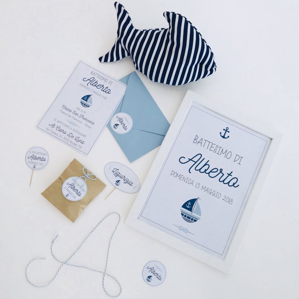 Invito e Kit Battesimo Barca/Mare