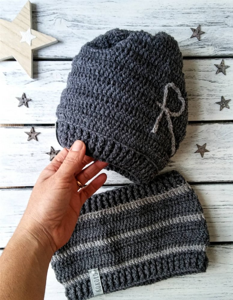 Completo cappello pi scaldacollo in lana, personalizzato con iniziale