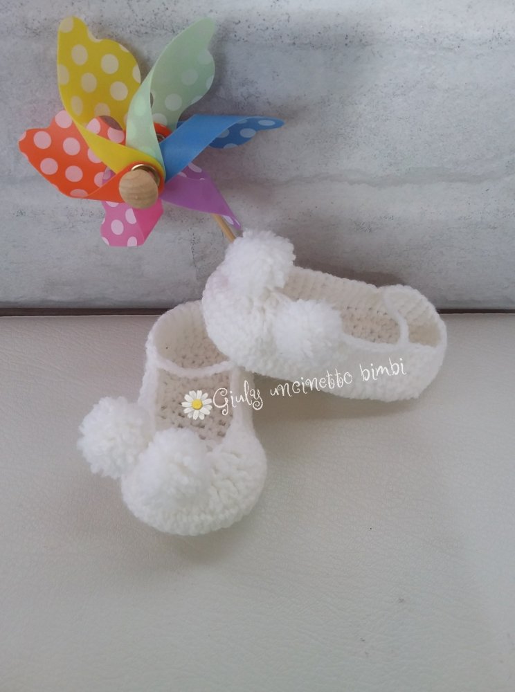 Scarpine ballerina neonata * uncinetto lana * bambola scarpette neonato fortuna