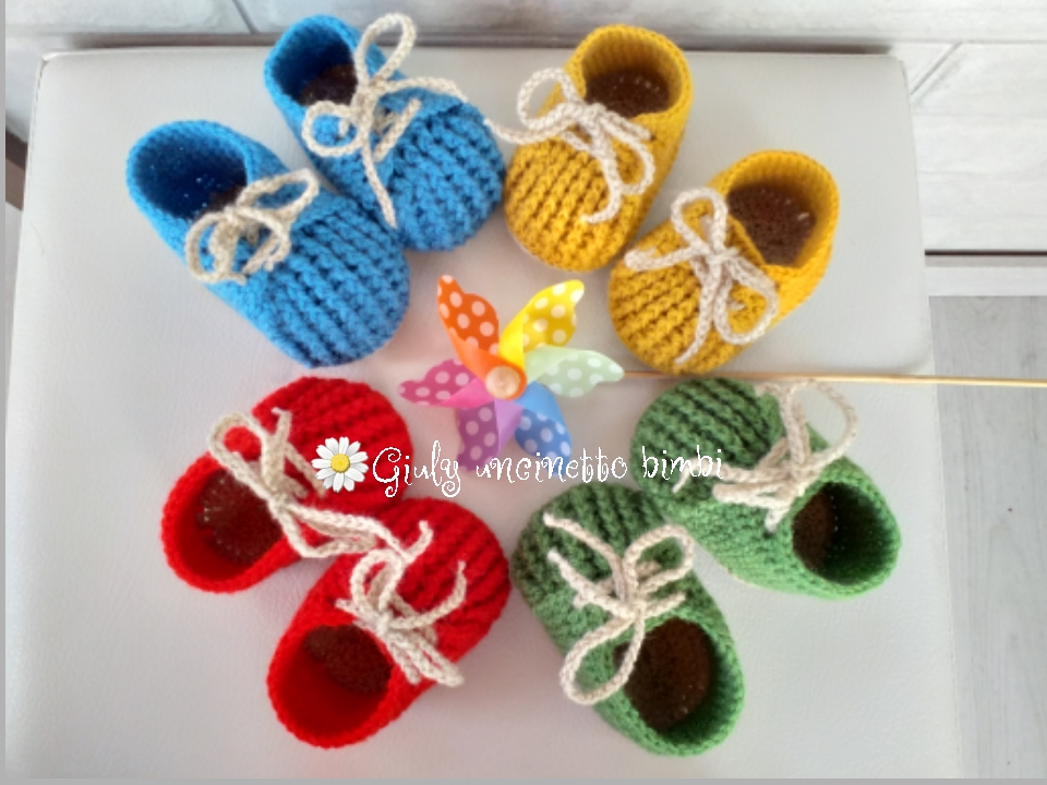 Scarpine scarpette neonato * uncinetto lana * regalo portafortuna nascita baby