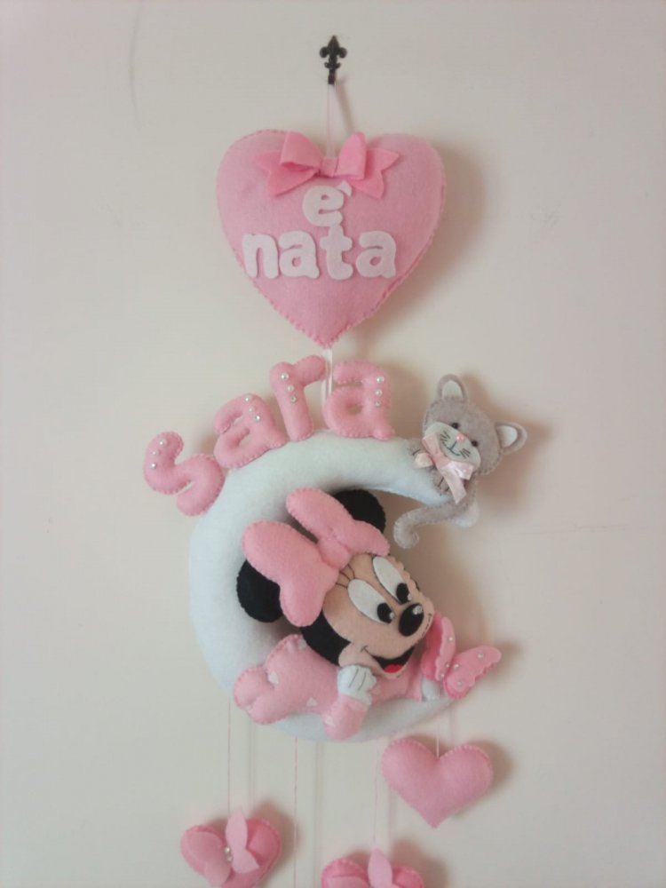 Fiocco Minnie con gattino e cuore