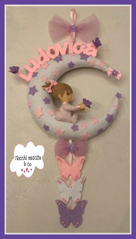 Fiocco nascita bambina con farfalle