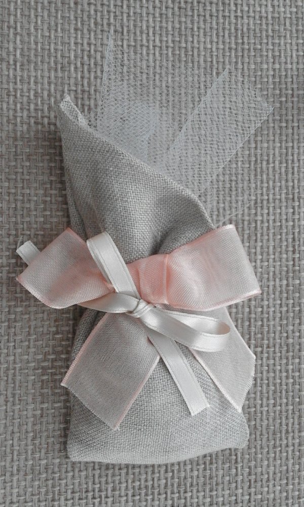 50 Sacchettini In Lino Per Bomboniere 7x9 Cm - Portaconfetti, Portariso, Matrimonio, Battesimo, Comunione (Nero)