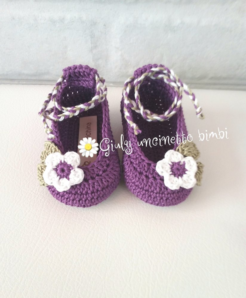 Scarpine scarpette ballerina per neonata * uncinetto cotone portafortuna neonato