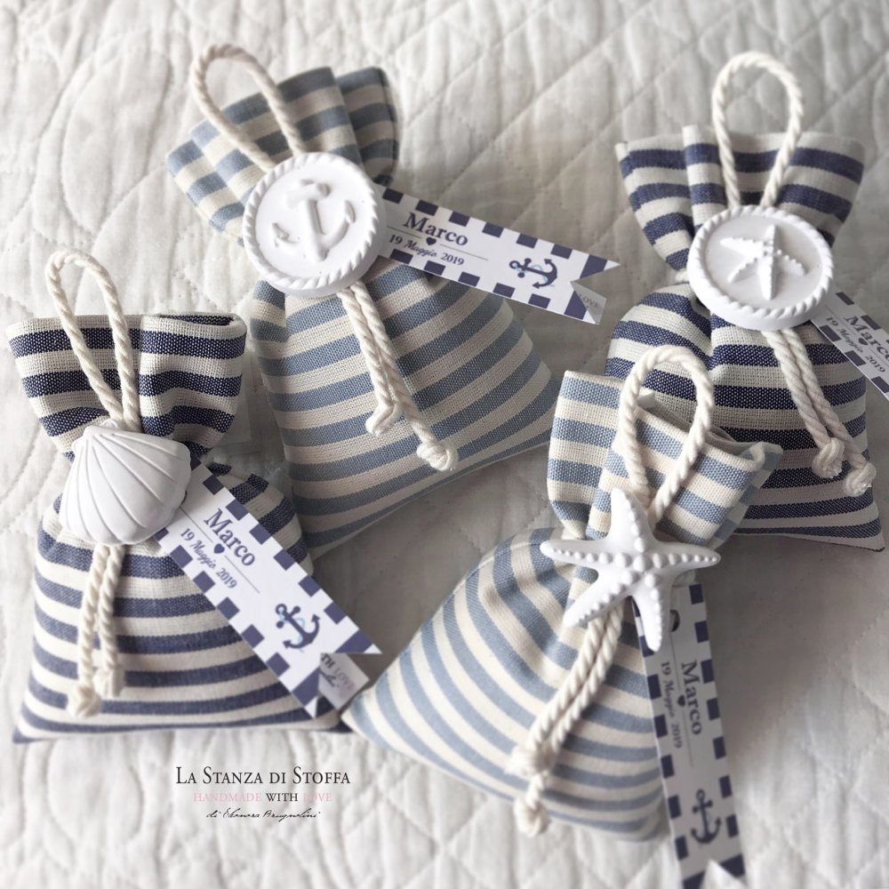 Sacchetto/Segnaposto Stile Marine con gessetto 