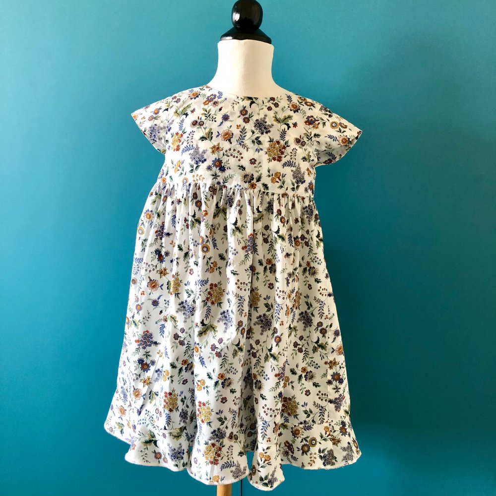 Vestito a fiori per bambina con bandana abbinata, 3-4 anni