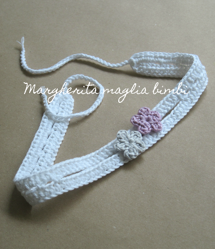 Fascetta bianca neonata con fiorellini colorati - fascia bambina - cotone - fatto a mano