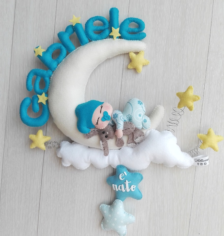 Fiocco nascita Little Prince con coniglietto in pannolenci