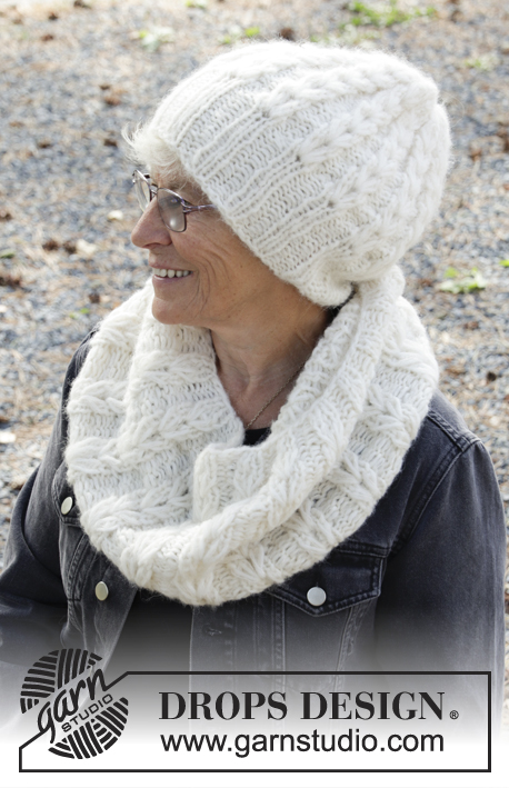 Cappello e scaldacollo lavorati in lana e seta