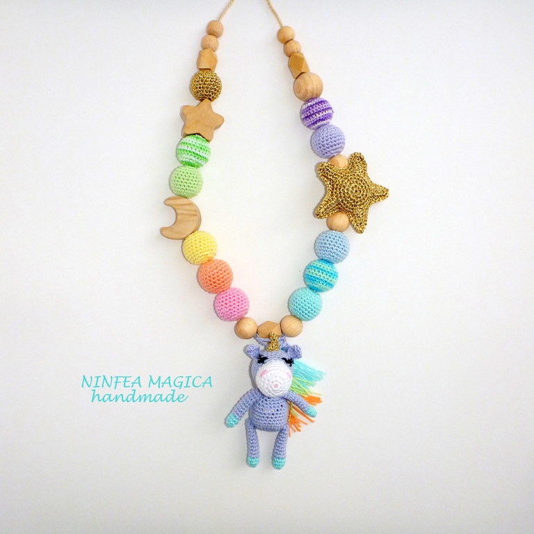Collana da allattamento con sonaglio Unicorno