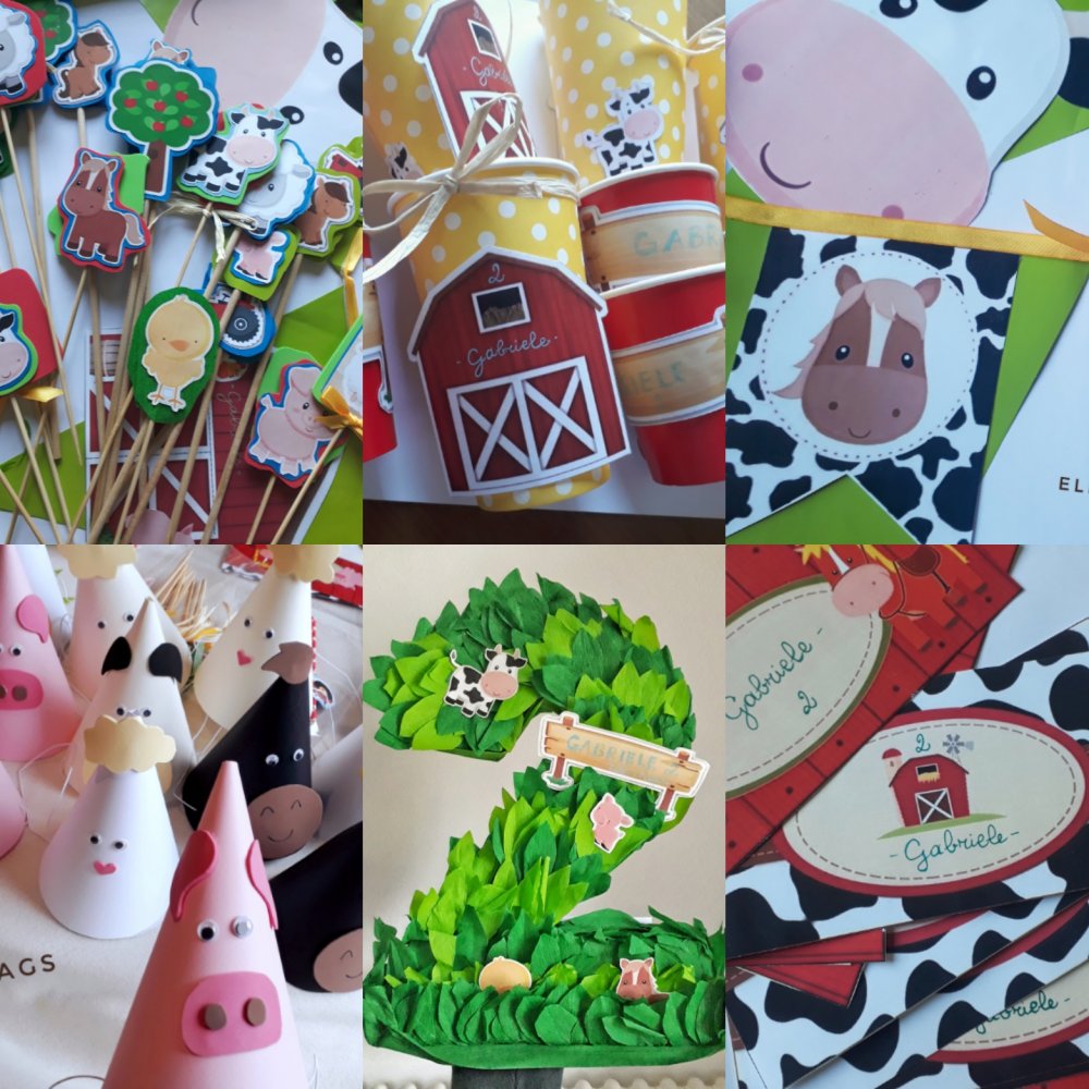 Baby Shower Decorazione festa di compleanno a tema fattoria Farm Borse animali della fattoria Bomboniere per feste Regalo di compleanno Regalo Goody Bag Festa a tema fattoria per bambini 