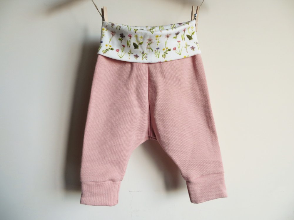Pantaloni rosa felpa inverno fantasia botanica