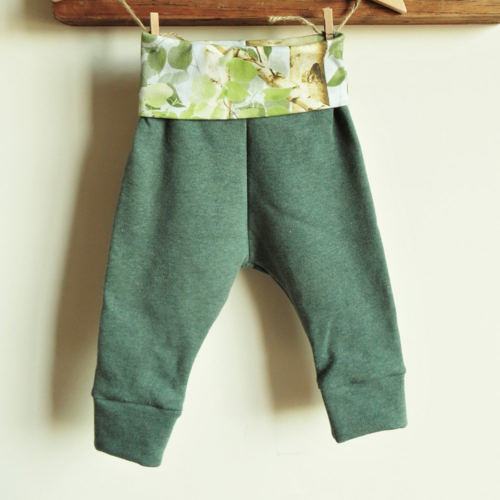 Pantaloni felpa  cotone Bio - fantasia bosco di betulle