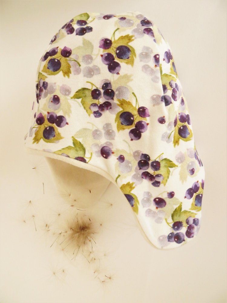Cappello  Bio con paraorecchie - fantasia ribes 0/3 mesi