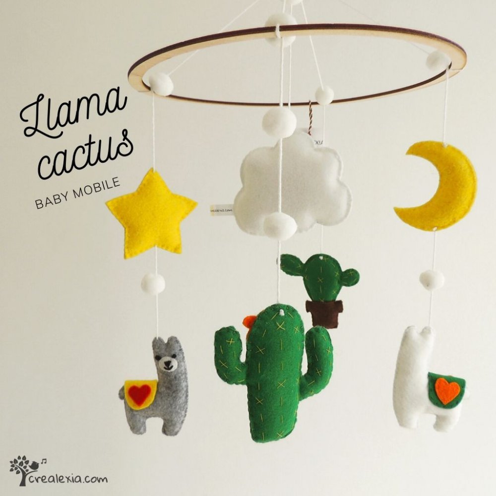 Giostrina per culla neonato con lama e cactus, giostrina per lettino beb alpaca, fici d'india