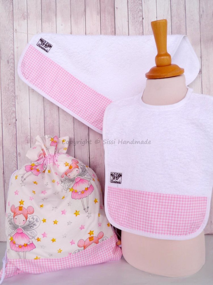 SET ASILO SCUOLA bambina, 100% cotone fantasia (s. Lively - fatine ballerine)