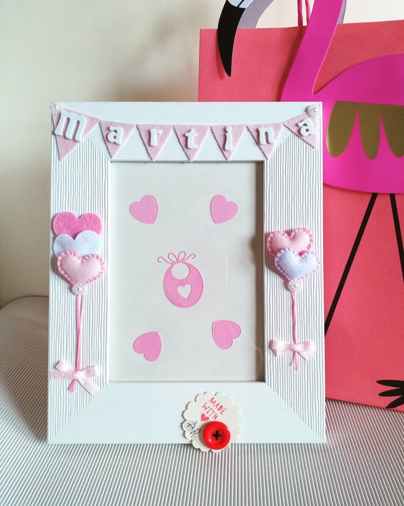 Cornice nascita  palloncini  cuore