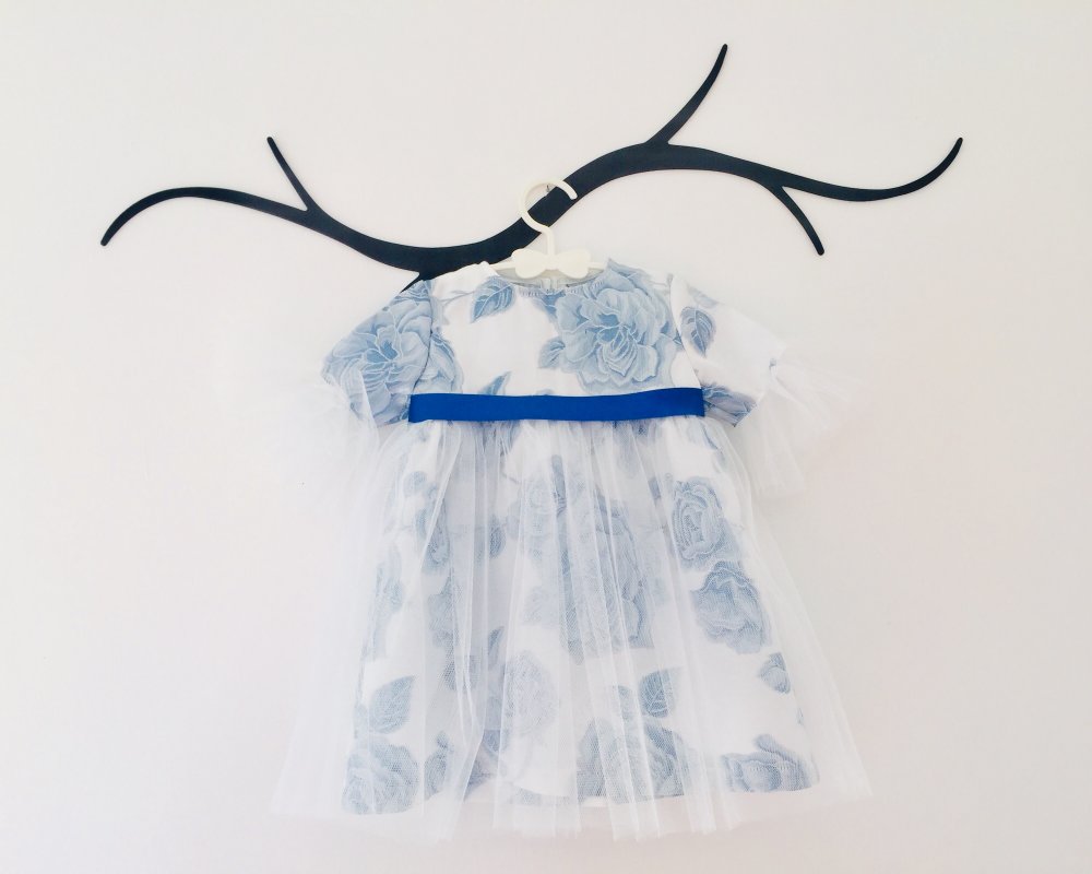 Abito cerimonia in seta  con tulle 
