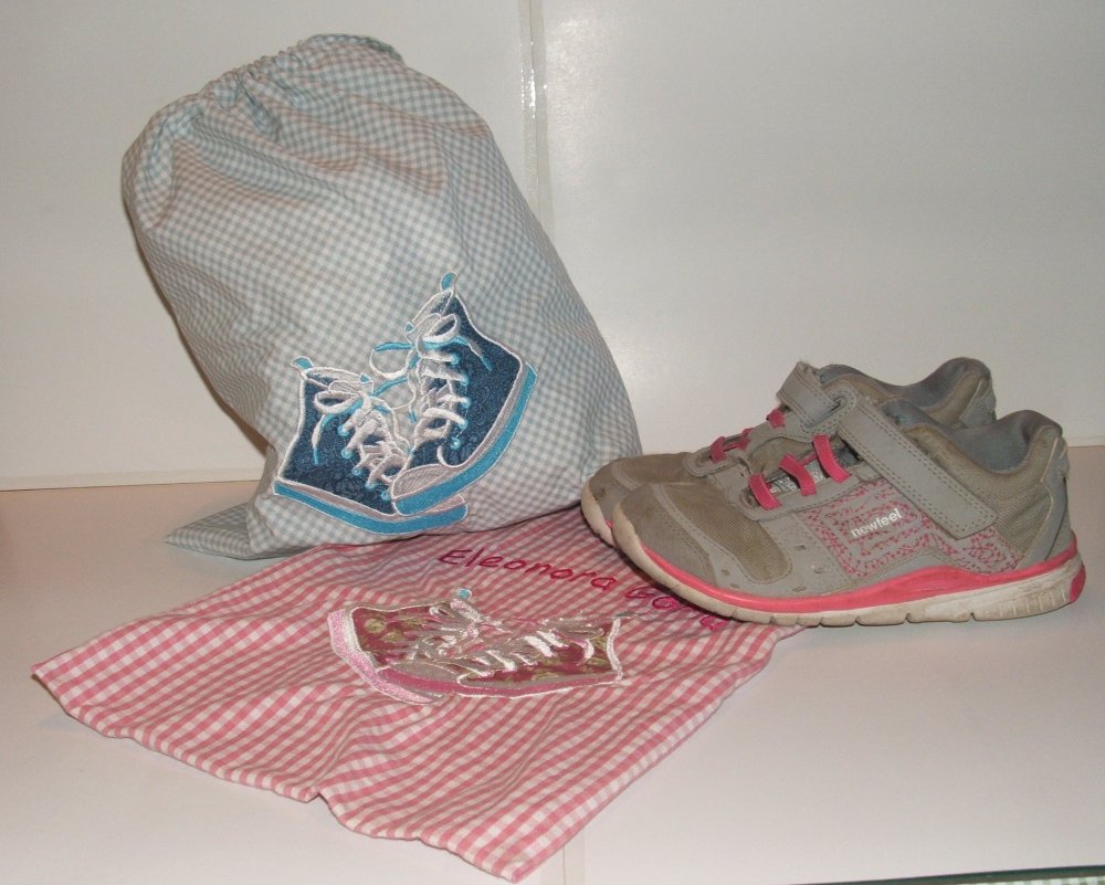Sacco porta scarpe in cotone con ricamo