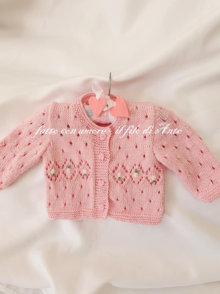 Cardigan bambina con fiori ricamati