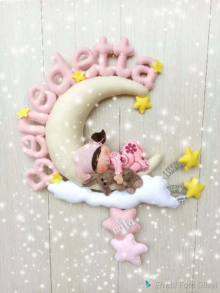 Fiocco nascita Little Prince con coniglietto in pannolenci