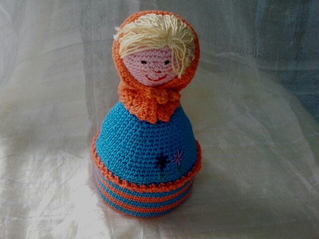 Matrioska portaoggetti-Amigurumi Uncinetto-Portagioie a forma di Matrioska