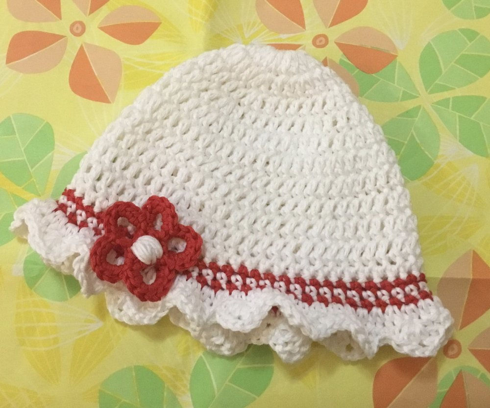 Cappellino in  COTONE   realizzazione uncinetto