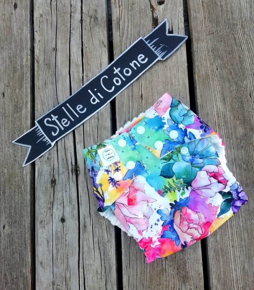 Pannolino lavabile con tasca multitaglia acquarello