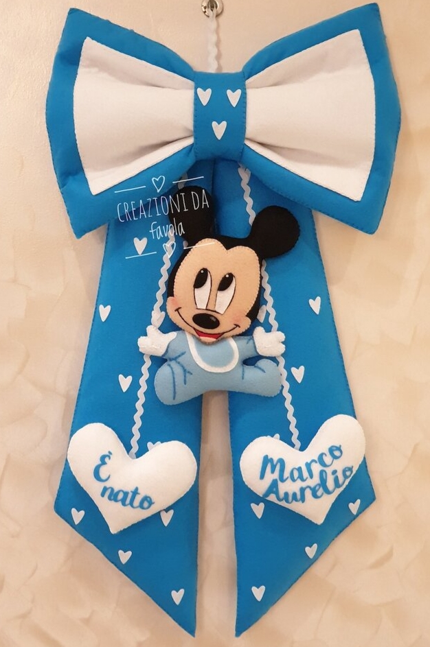 Fiocco nascita baby topolino
