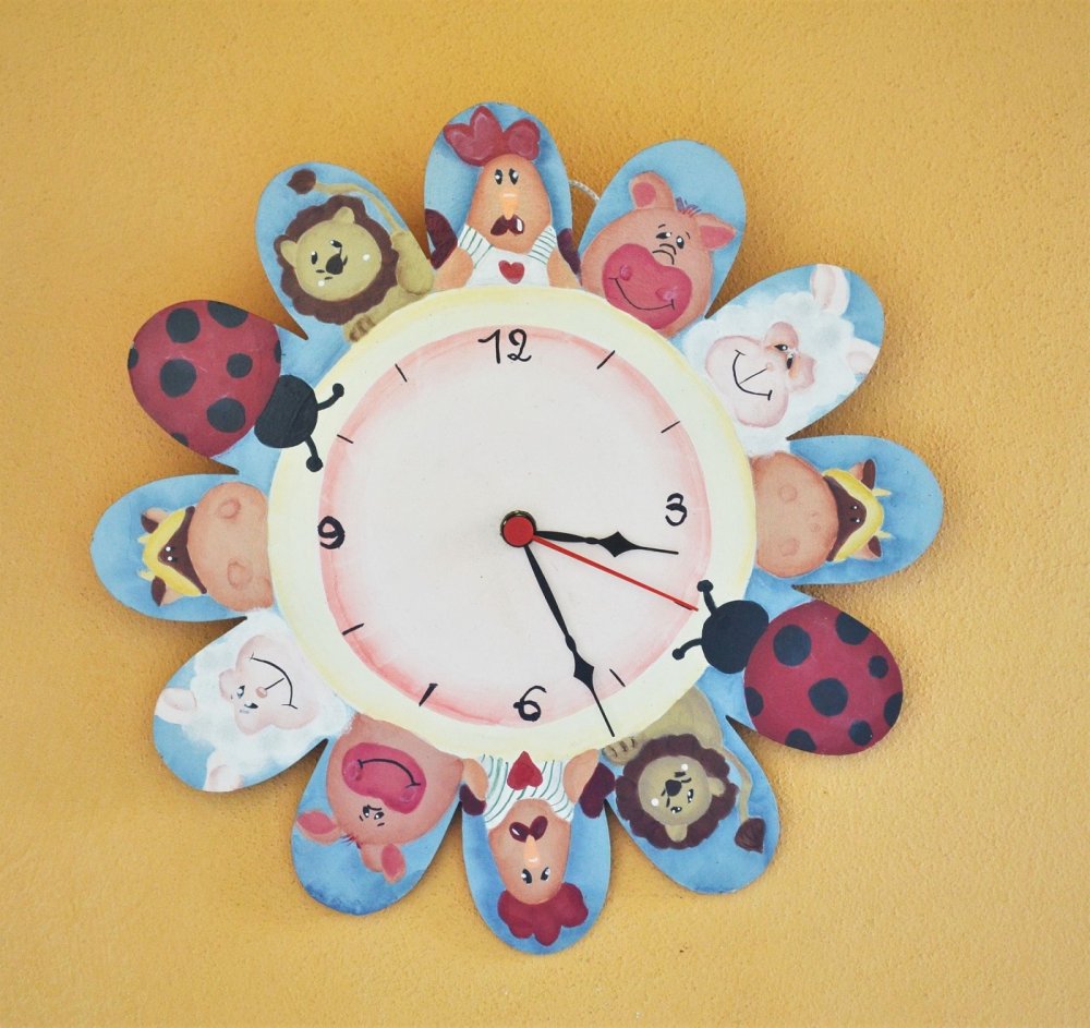 orologio legno dipinto a mano