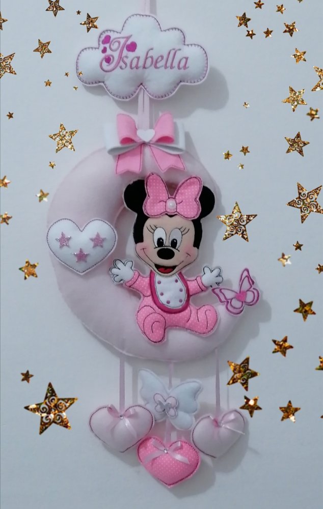 Fiocco nascita/coccarda minnie in pannolenci. 