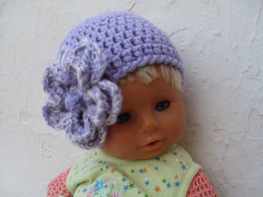 Cappello bimba lilla con fiore melange