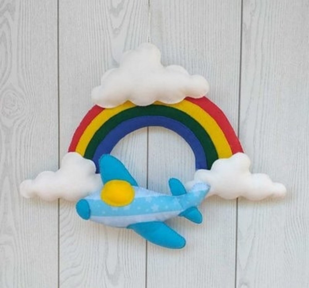 Fiocco nascita aeroplano con arcobaleno 