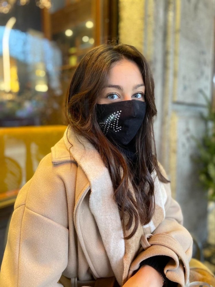 Mascherina cotone personalizzata con strass - Elastici regolabili - Lavabile
