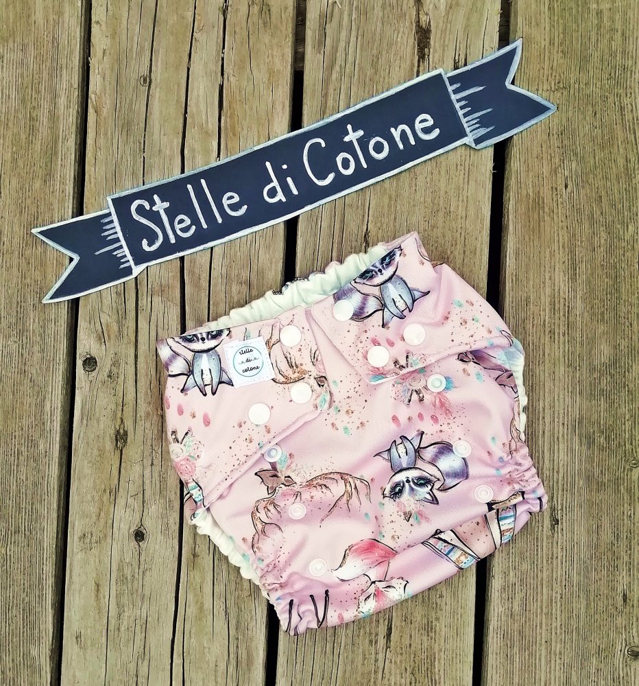 Pannolino lavabile con tasca multitaglia tende indiani rosa