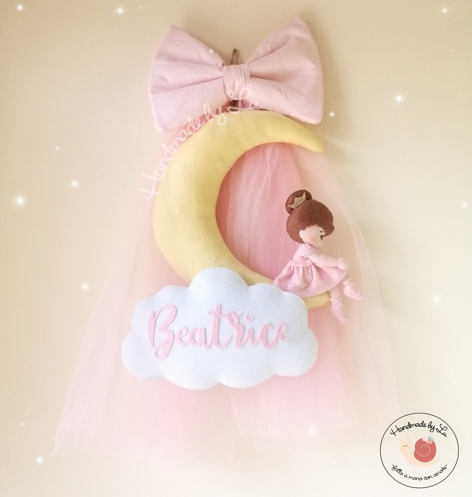 Fiocco nascita ballerina e luna - con luci